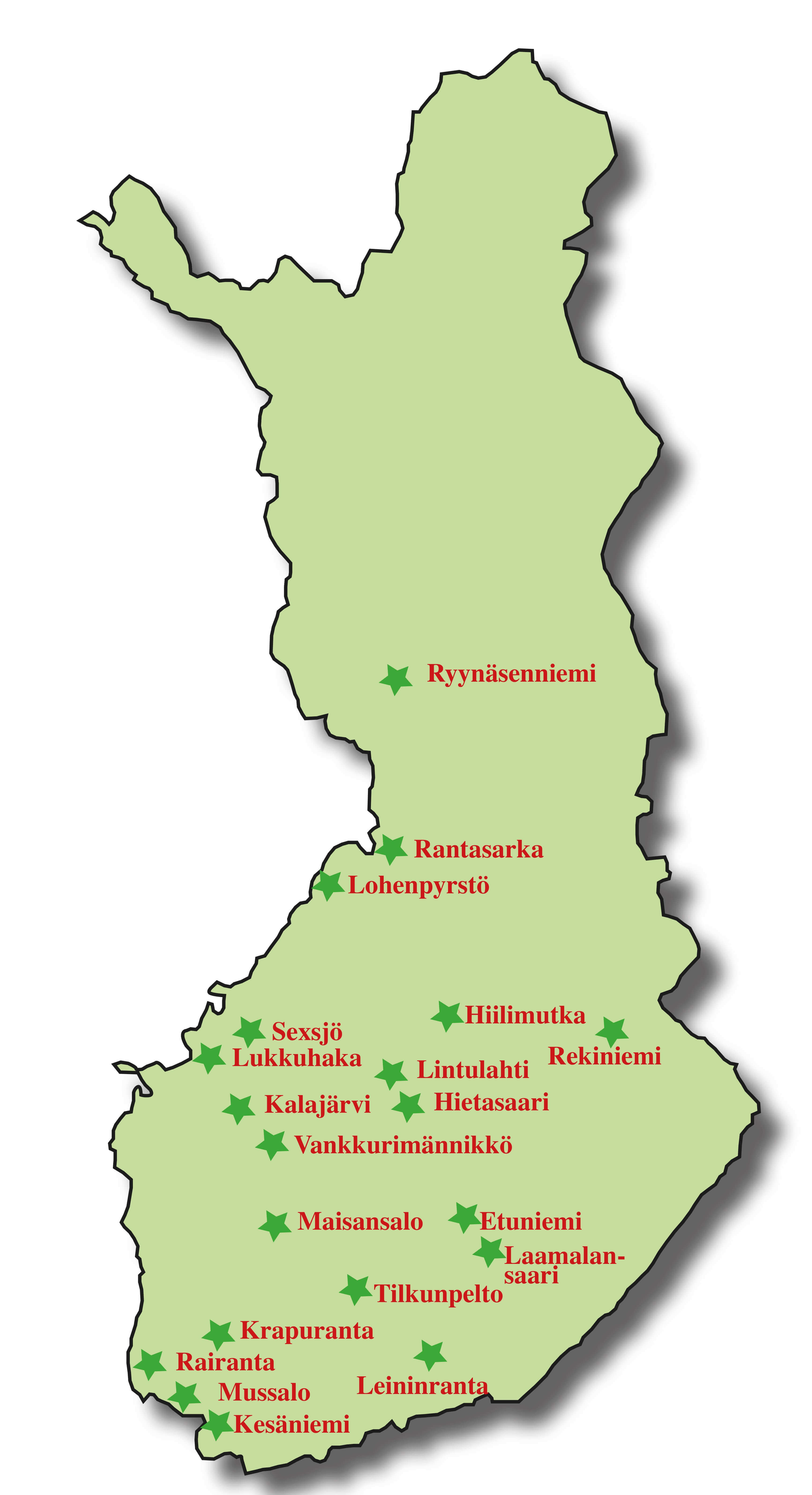 Suomen kartta etualueista Suomen kartta etualueista